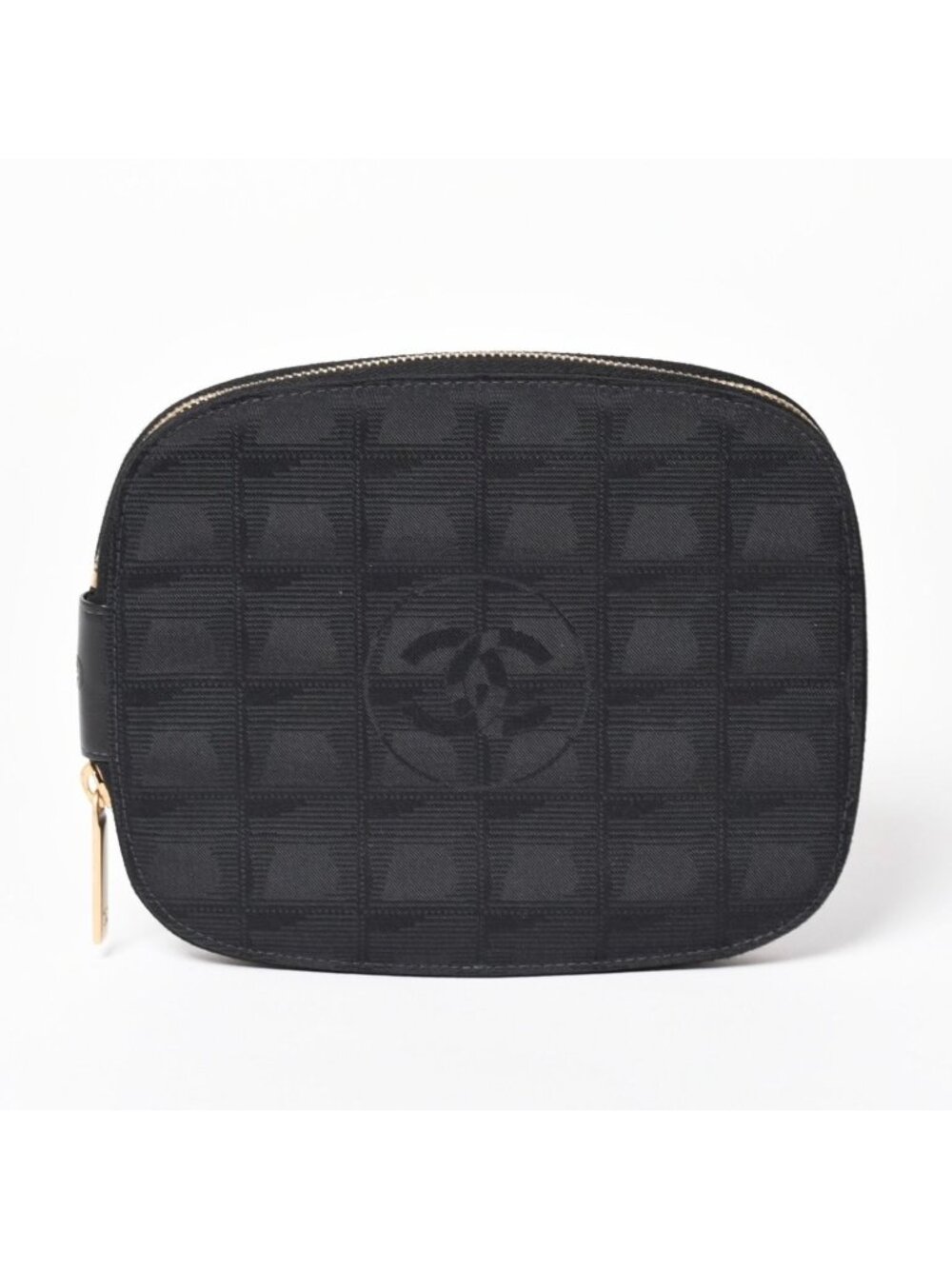 Chanel New Travel Line Multi Pouch CD Case Black CC Logo Nylon Jacquard Fabric